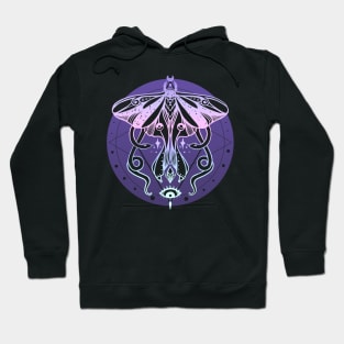 Luna Moth & Snakes Illustration: Pastel Goth Soft Grunge Colors Hoodie